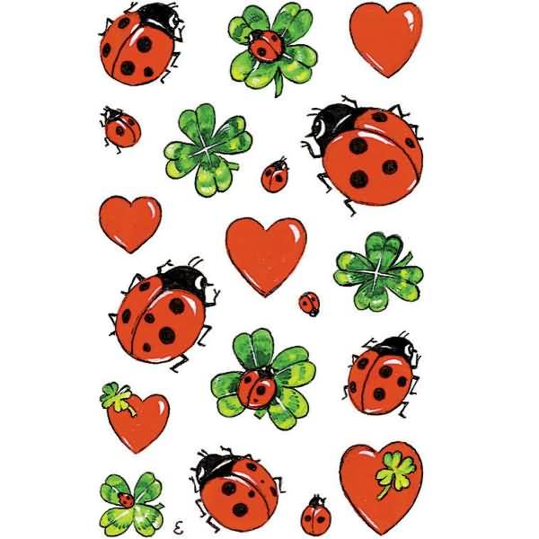 Sticker 76x120mm Papier 3 Bogen Motiv Marienkäfer