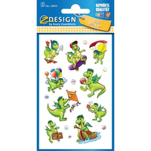 Sticker 76x120mm Papier 3 Bogen Motiv kleiner Drache