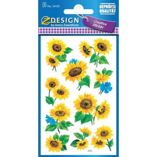 Sticker 76x120mm Papier 3 Bogen Motiv Sonnenblumen