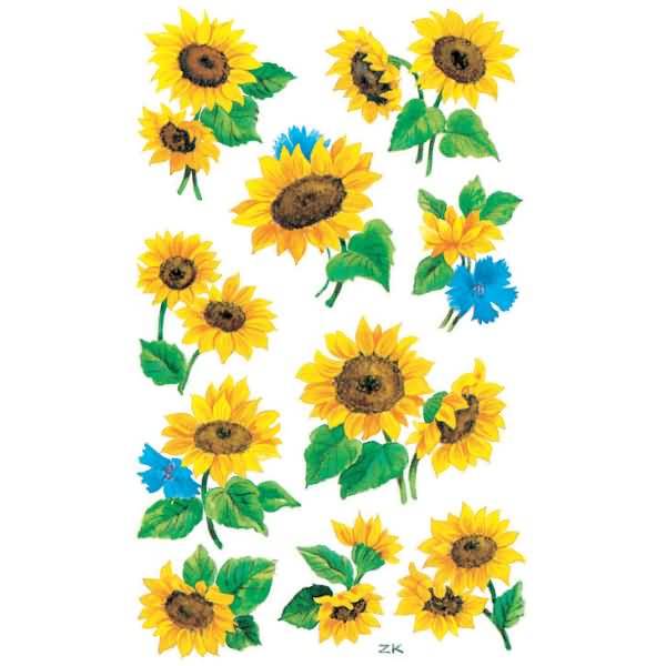 Sticker 76x120mm Papier 3 Bogen Motiv Sonnenblumen