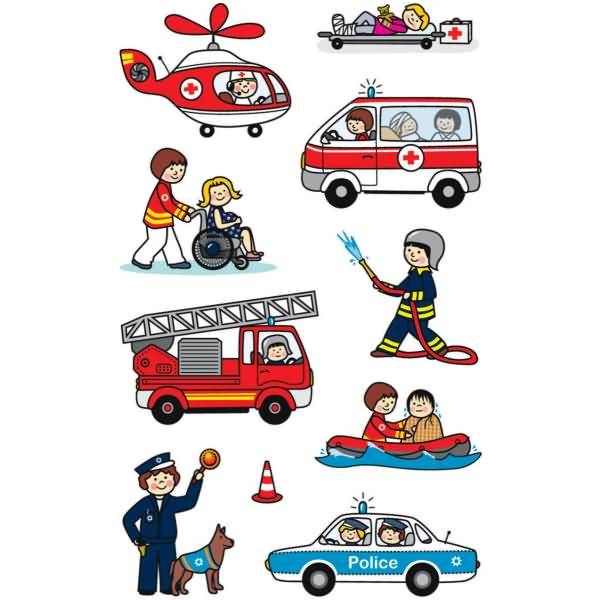 Sticker 76x120mm Papier 3 Bogen Motiv Feuerwehr/Polizei/Sanitäter