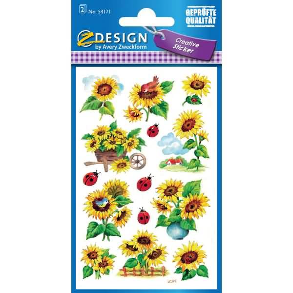Sticker 76x120mm Papier/beglimmert 2 Bogen Motiv Sonnenblumen