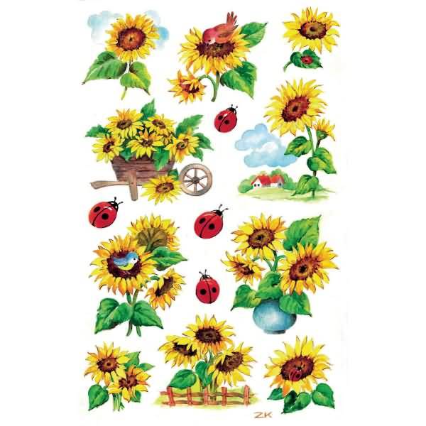Sticker 76x120mm Papier/beglimmert 2 Bogen Motiv Sonnenblumen