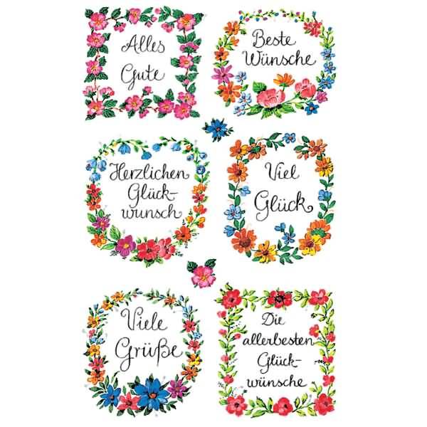 Sticker 76x120mm Papier/beglimmert 2 Bogen Motiv Widmung