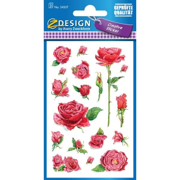 Sticker 76x120mm Papier 3 Bogen Motiv Rosen