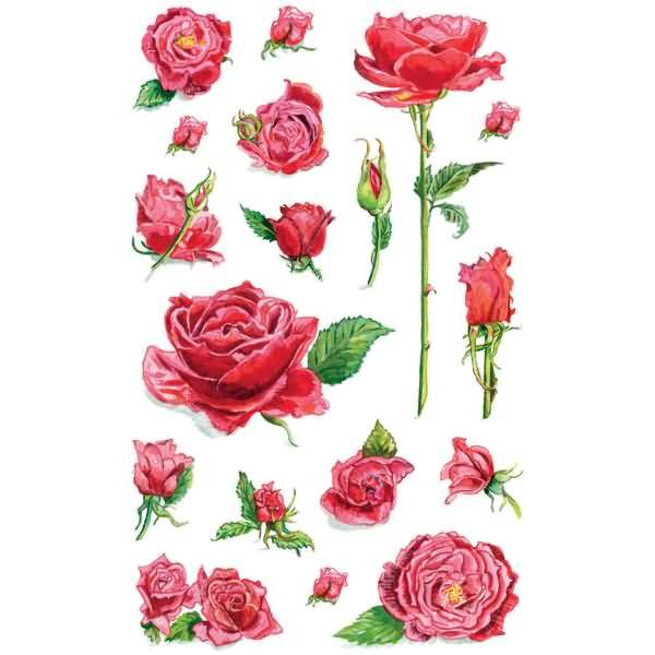 Sticker 76x120mm Papier 3 Bogen Motiv Rosen