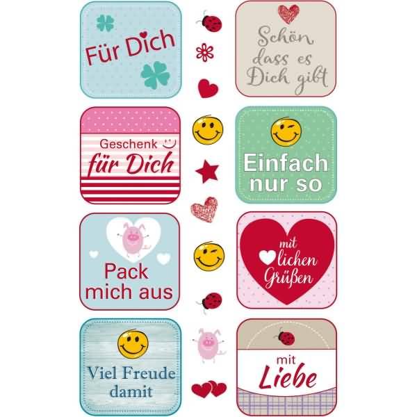 Creative Effektfolie Sticker Sprüche 18 Motive bunt 1 Bogen