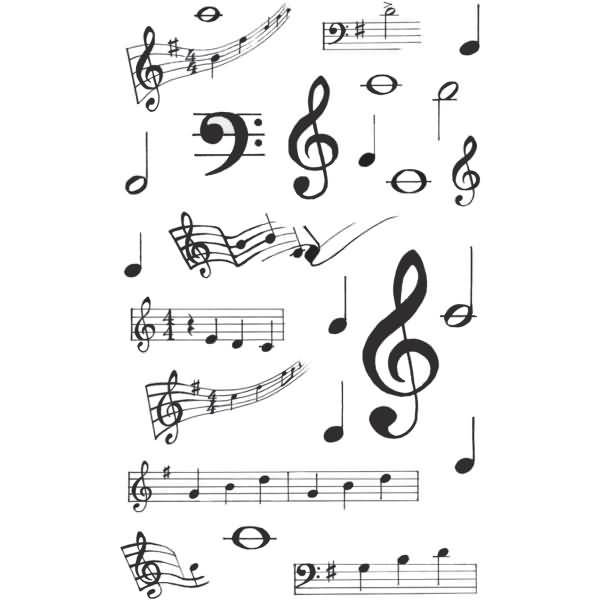 Sticker 76x120mm Papier 3 Bogen Musik Noten