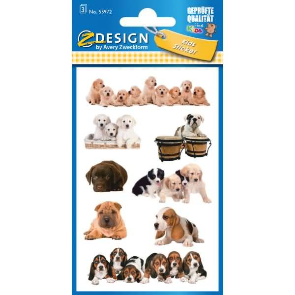 Sticker 76x120mm Papier 3 Bogen Motiv Hunde photorealistisch