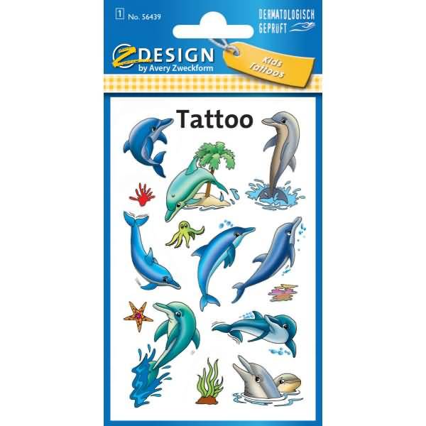 Tattoos 76x120mm bunt 1 Bogen Motiv Delfine