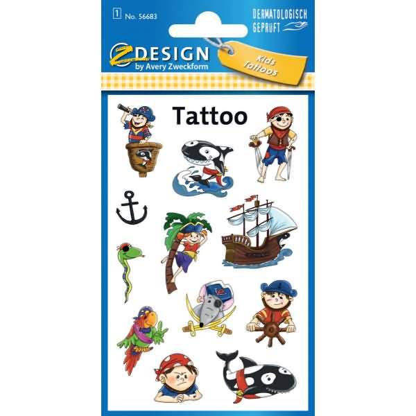 Tattoos 76x120mm bunt 1 Bogen Motiv Piraten