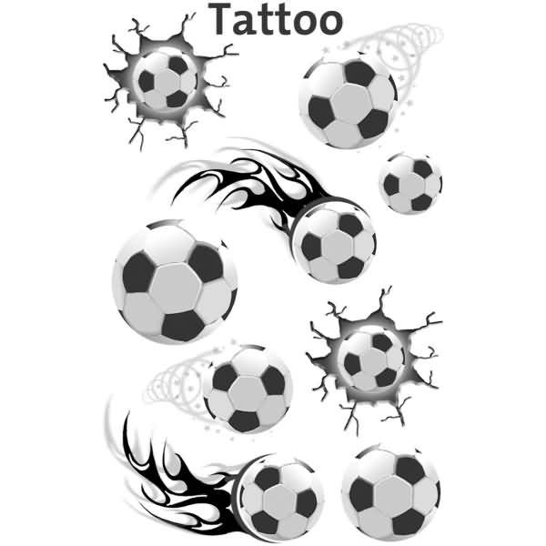 Kids Tattoos Fußball 9 Motive bunt 1 Bogen