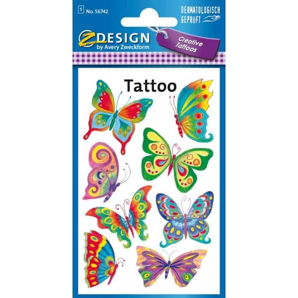 Kids Tattoos Schmetterling 8 Motive bunt 1 Bogen