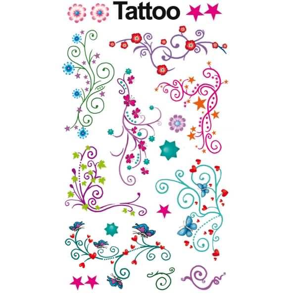 Kids Tattoos Ranken 17 Motive bunt 17 Stück