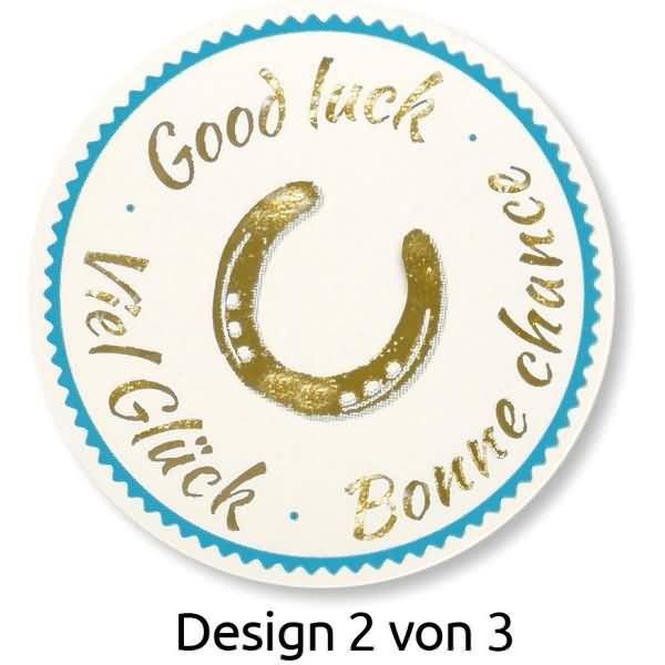 Sticker auf Rolle Motiv Viel Glück rund 38mm 3 Motive bunt 50 Stück