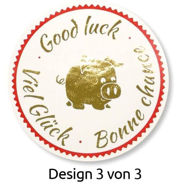 Sticker auf Rolle Motiv Viel Glück rund 38mm 3 Motive bunt 50 Stück