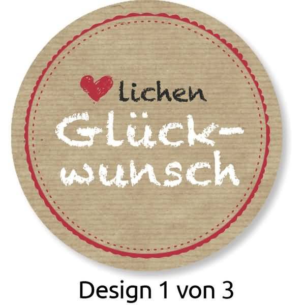 Sticker auf Rolle Motiv Herzlichen Glückwunsch rund 38mm 3 Motive 50 Stück