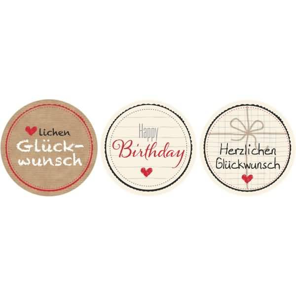 Sticker auf Rolle Motiv Herzlichen Glückwunsch rund 38mm 3 Motive 50 Stück