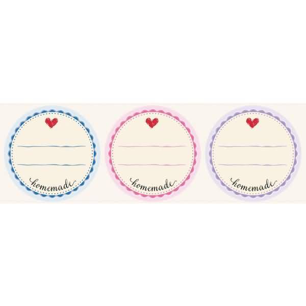 Sticker auf Rolle Motiv Homemade rund 38mm 3 Motive bunt 50 Stück