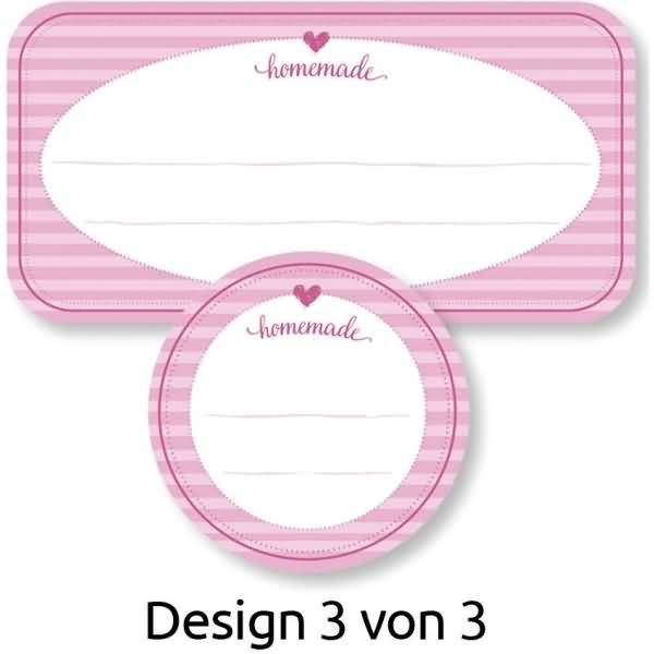 Sticker auf Rolle Motiv Homemade 6 Motive rechteckig & rund bunt 50 Stück
