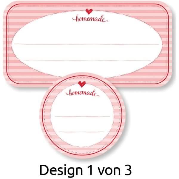 Sticker auf Rolle Motiv Homemade 6 Motive rechteckig & rund bunt 50 Stück