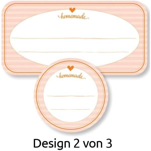 Sticker auf Rolle Motiv Homemade 6 Motive rechteckig & rund bunt 50 Stück