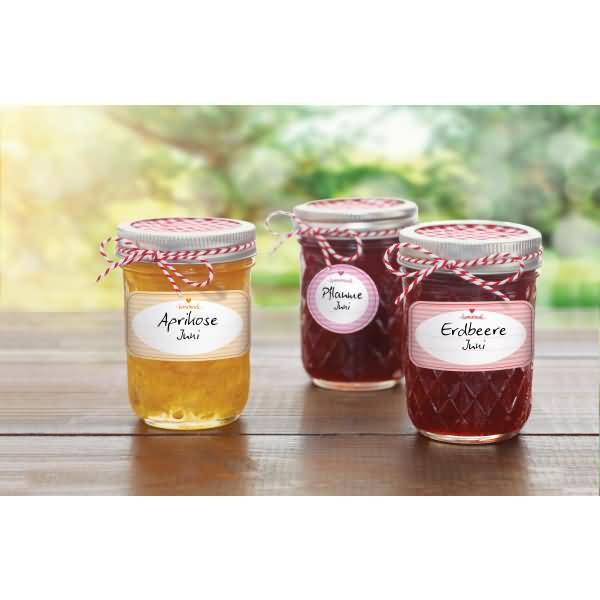 Sticker auf Rolle Motiv Homemade 6 Motive rechteckig & rund bunt 50 Stück