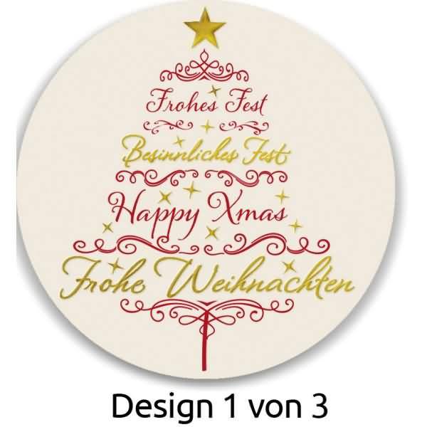 Sticker auf Rolle Motiv Weihnachtsornamente rund 38mm 3 Motive 50 Stück