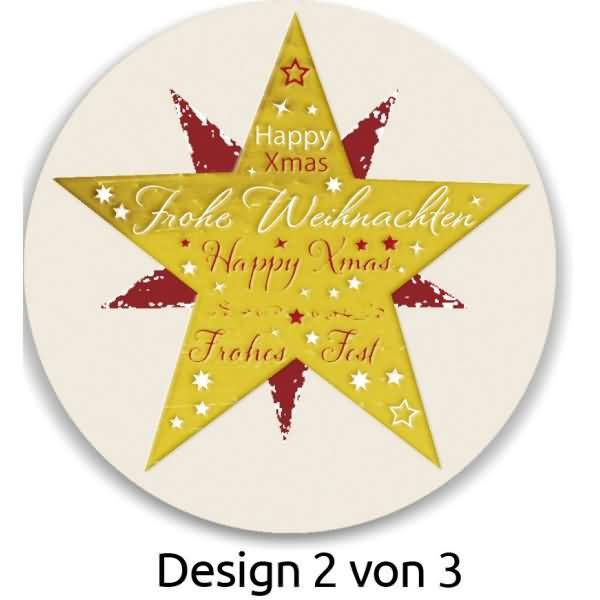 Sticker auf Rolle Motiv Weihnachtsornamente rund 38mm 3 Motive 50 Stück