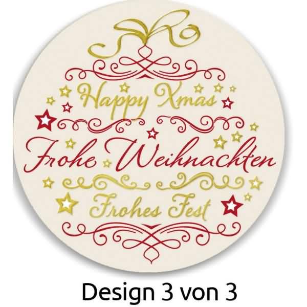 Sticker auf Rolle Motiv Weihnachtsornamente rund 38mm 3 Motive 50 Stück