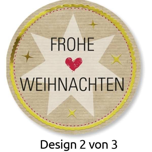 Sticker auf Rolle Motiv Frohe Weihnachten rund 38mm 3 Motive 50 Stück