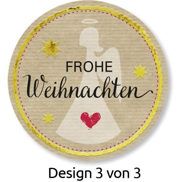 Sticker auf Rolle Motiv Frohe Weihnachten rund 38mm 3 Motive 50 Stück