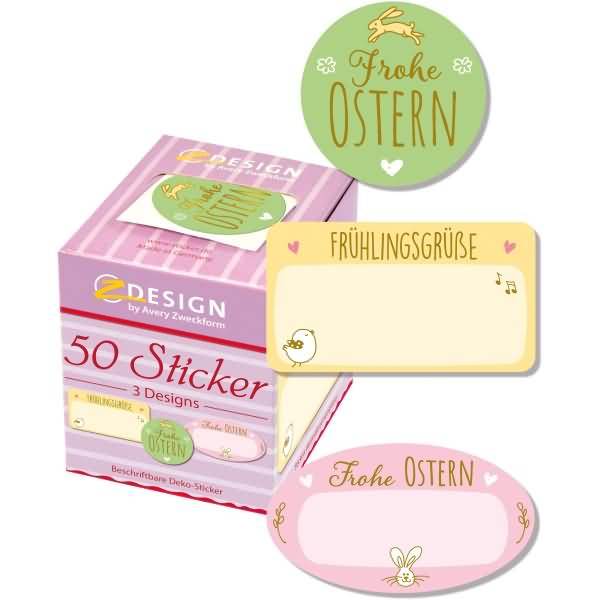 Sticker auf Rolle Motiv Frohe Ostern sortiert VE= 50 Stück