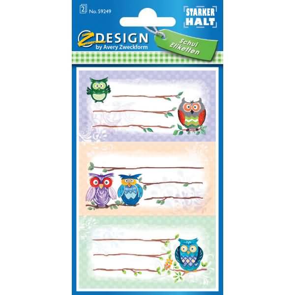 Buchetikett Papier 76x120mm 2 Bogen Motiv Eule