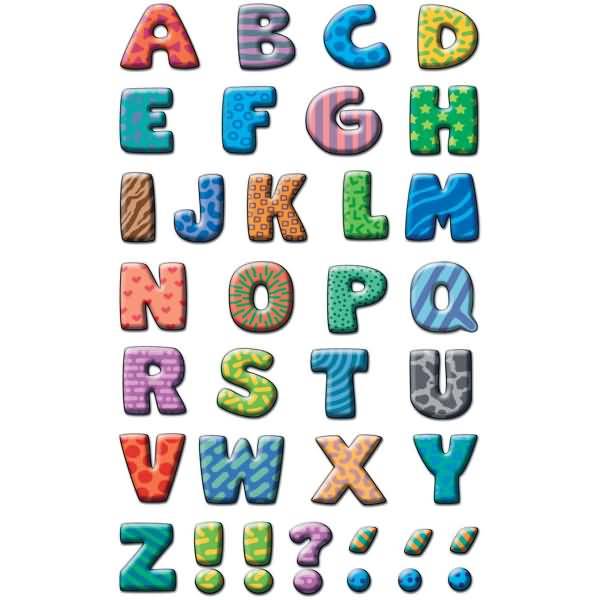 Sticker 76x12mm Papier 3 Bogen Motiv Buchstaben bunt