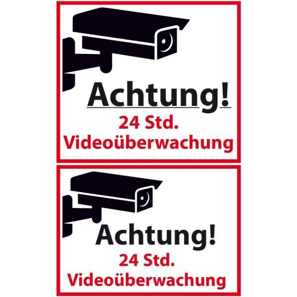 Warnetikett Etikett -Videoüberwacht- rot schwarz 2 Etiketten