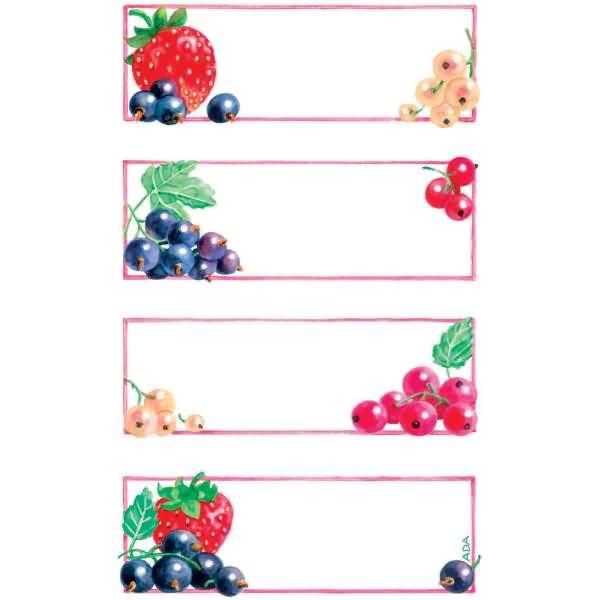 Einmachetikett 76x120mm Papier 3 Bogen Erdbeere + Johannisbeere
