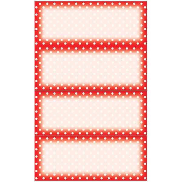 Haushaltsetikett 76x120mm Papier 3 Bogen rot weiß Punkte
