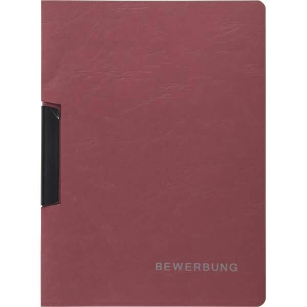 Bewerbungsmappe Karton Lederstruktur 2-teilig mit Clip rot