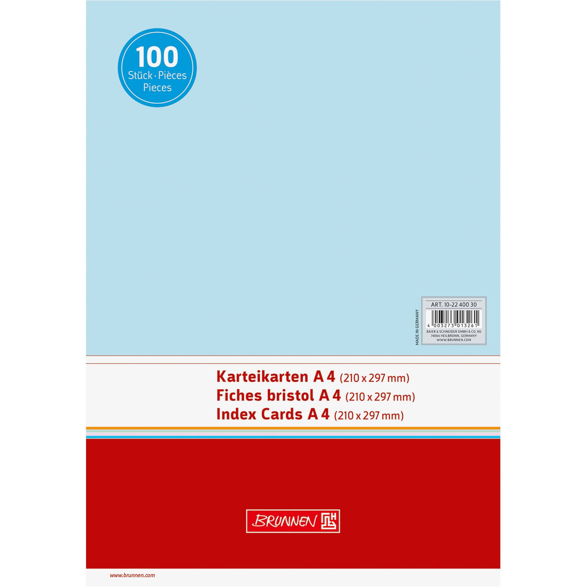 BRUNNEN Karteikarte 102240030 DIN A4 blanko bl 100 St./Pack.