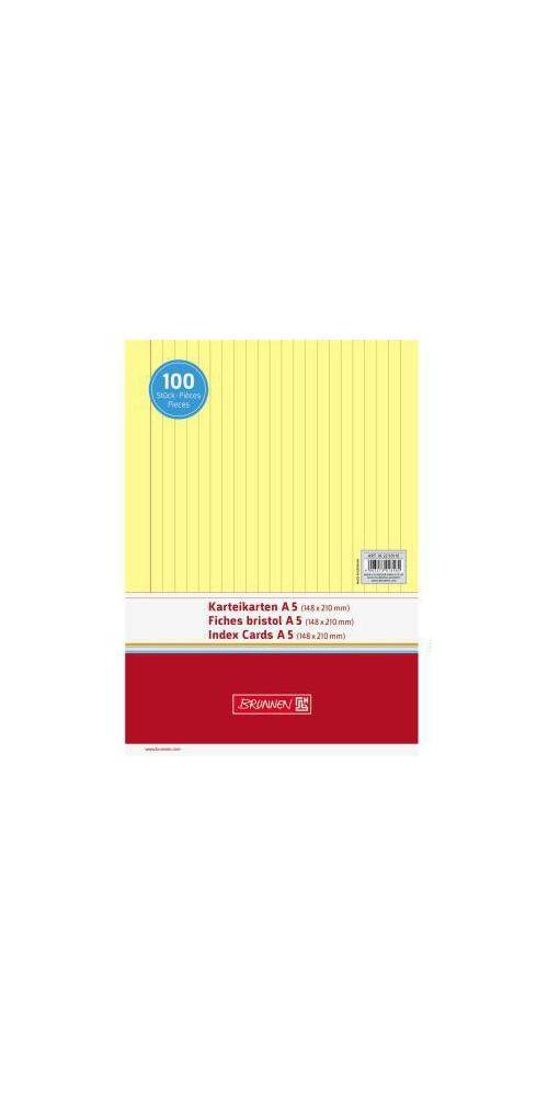 Brunnen Karteikarte DIN A5 quer liniert gelb 100 St./Pack.