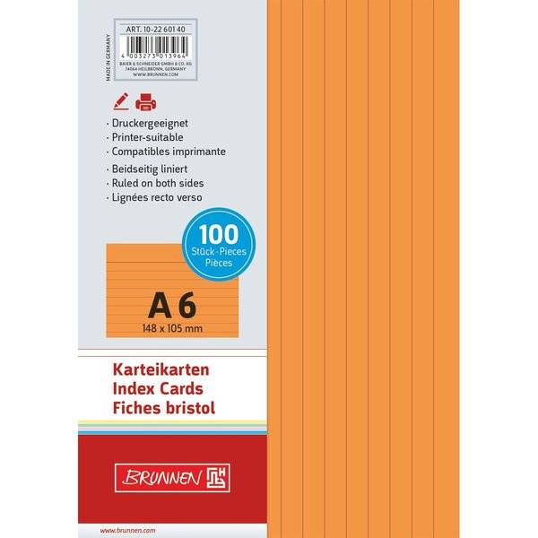 Karteikarten A6 liniert orange VE=100 Stück
