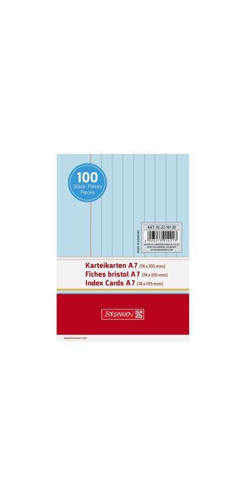 Brunnen Karteikarte DIN A7 quer liniert blau 100 St./Pack.