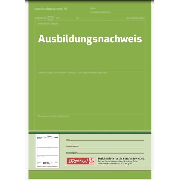 Ausbildungsnachweis-Block A4 28 Blatt grün