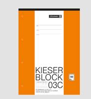 Orange-weiße Produktverpackung mit der Bezeichnung „KIESER BLOCK 03C