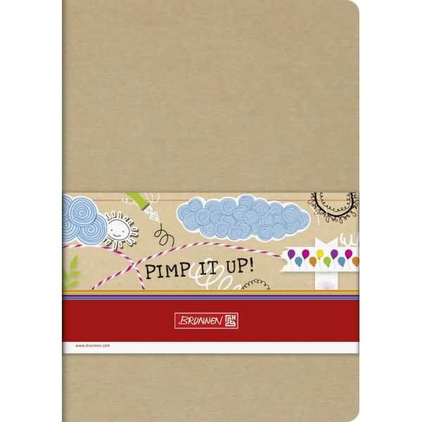 Notizheft A5 32 Blatt 80g/qm kariert flexibler brauner Naturkarton Pimp it up!