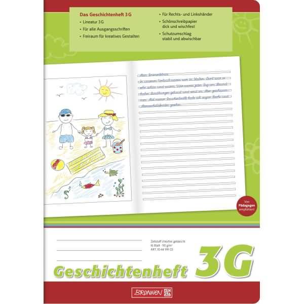 Geschichtenheft A4 Lineatur 3G 16 Blatt