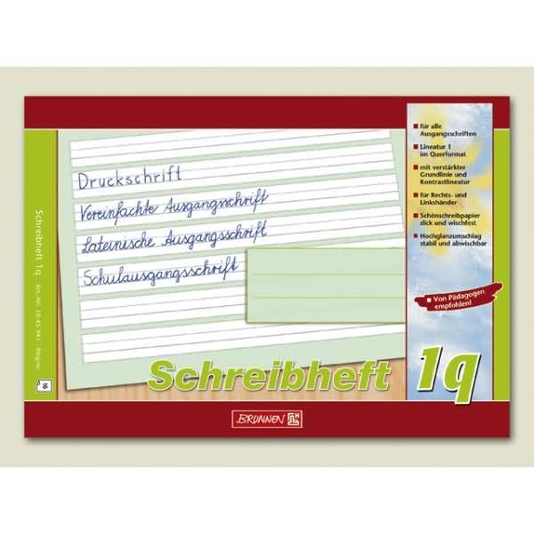 Schreibheft A5 quer Lineatur 1q 90 g/qm 16 Blatt