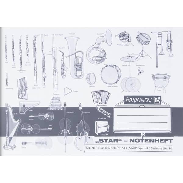 Notenheft A5 quer Star 8 Blatt Lineatur 14