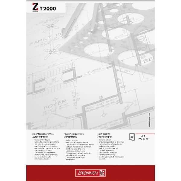 Entwurfblock Zanders T2000 A4 100g/qm 50 Blatt